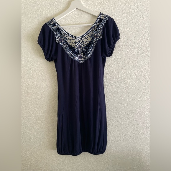 Dark Blue Crochet Back Dress – Women’s Size Small - Picture 3 of 5